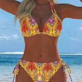 Krāsains Halter Bikinis