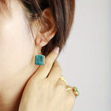 Bohemian Firkanter Turquoise Øreringe
