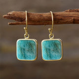 Bohemian Firkanter Turquoise Øreringe