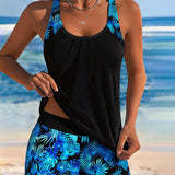 Tankini Tops Bez Piedurknēm Kvadrāta Griezums