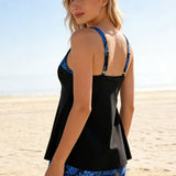 Tankini Tops Bez Piedurknēm Kvadrāta Griezums