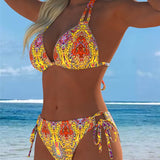 Krāsains Halter Bikinis