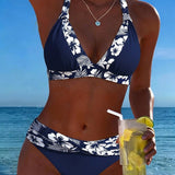 Bikini Zema V Azul Balts Ar Rakstu Trīsstūris