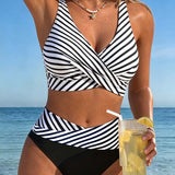 Bikini V-Iegriezums Kontrasts Augsts