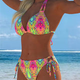 Krāsains Halter Bikinis