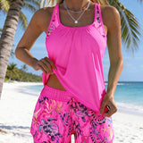 Tankini Eleganta Stila Jūras Druka