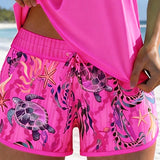 Tankini Eleganta Stila Jūras Druka