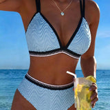 Bikini ar Krāsu Bloku un Divām Strukturētām Siksnām