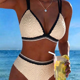 Bikini ar Krāsu Bloku un Divām Strukturētām Siksnām