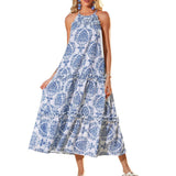 ELISA - Šiks Boho Halter Tīrā Maxi Kleita