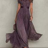 Aria - Vintage Eleganta Šifona Maxi Kleita