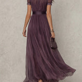 Aria - Vintage Eleganta Šifona Maxi Kleita