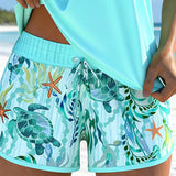Tankini Eleganta Stila Jūras Druka