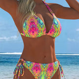 Krāsains Halter Bikinis