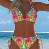 Krāsains Halter Bikinis