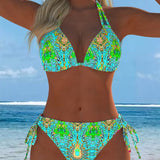 Krāsains Halter Bikinis