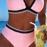 Bikini ar Krāsu Bloku un Divām Strukturētām Siksnām