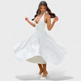 Effie | Teksturēta midi kleita ar V-veida kakla izgriezumu