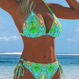 Krāsains Halter Bikinis