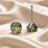 Moss Agate Octagonale Stud Øreringe